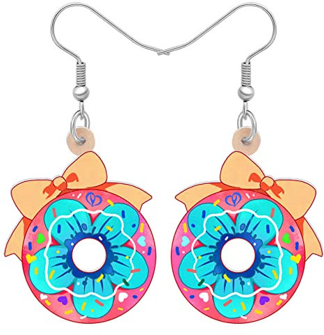 WEVENI Valentinstag Acryl Cute Liebe Herz Donuts Ohrringe Baumeln Mode-Schmuck Für Damen Frauen Mädchen Charme Geschenk (Marineblau)