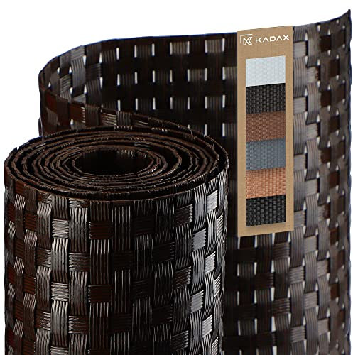 KADAX Sichtschutz für Balkon, Terrasse, Zaun, wetterfeste Sichtschutzmatte aus PE-Rattan, Meterware, Balkonbespannung mit Kabelbinder, Sichtschutzzaun (1x1m, Dunkelbraun)