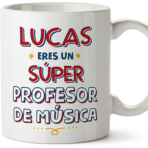 MUGFFINS Tazas Personalizadas para PROFESOR DE MÚSICA hombre - En Español - Eres Súper - 11 oz / 330 ml - Regalo Personalizable original y divertido