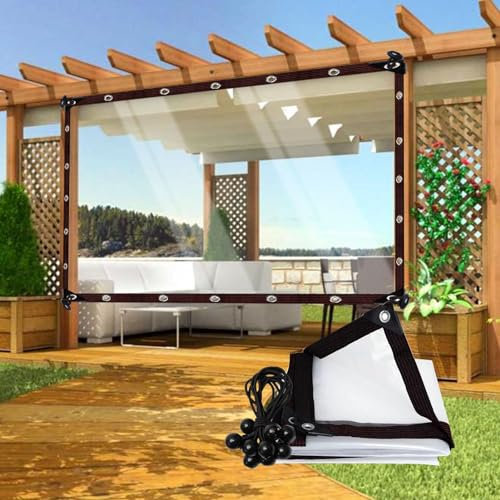 LVTFCO Cortinas Impermeables Exterior Lonas Transparentes for Balcón Fábrica Terraza Invernadero Gallinero Plegable Lonas Toldos Laterales Lona con Ojales (Color : Clear, Size : 2x3.5m)