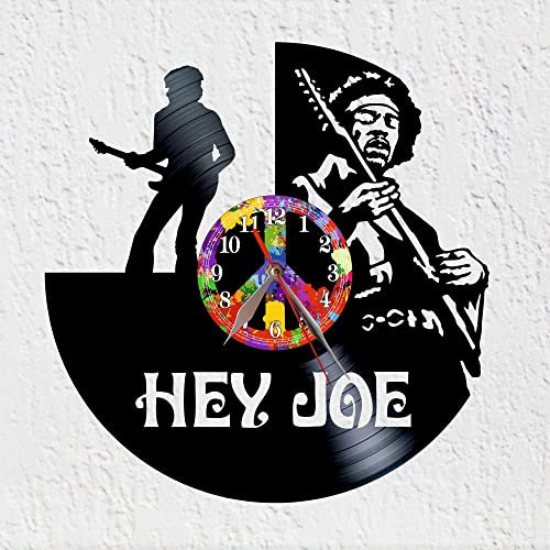 VINY WOODY Wanduhr Vinylscheibe Gitarrist Rock and Roll 70er Jahre