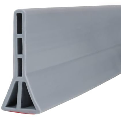 1 m/1,7 m, striscia protettiva per doccia, autoadesiva, 7,65 x 3,5 cm, protezione contro le cadute della doccia, paraspruzzi per doccia, doccia e dodo, soglia d'acqua (grigio, 1 m (7,62 x 3,5 cm)