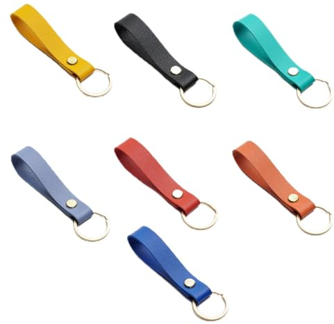 7 Pièces Porte-Clés de Voiture en Cuir, Porte-Clés Courroie, Lanière de Poignet, Porte-Clés de Corde de Suspension de Disque en U, Porte Clé Personnalisé, Voiture Porte Cles