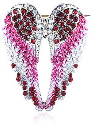 GamTelightpe Broche Ailes d'Ange Rose Rouge Ornée de Cristaux Brillants - Cadeaux Élégants pour Femmes et Filles