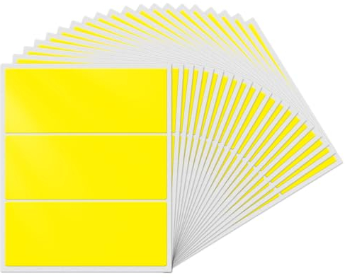 YIKIADA Gelb Rechteckig Etiketten 102 × 51 mm Selbstklebend Groß Lager Klebeetiketten Wasserdicht Aufkleber für Marmelade Beschriften Adressetiketten 60 Stück