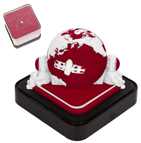 Kamanan Kalender-Notizblock 2025, rot 3D Notizblock-Kalender Schreibtischkalender mit Lichtern 3D Notizblock Papier Schnitzen Geschenk Desktop Dekoration mit glasklarem Anzeigebox (Ohne Batterien)