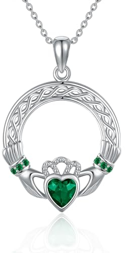 Claddagh Kette 925 Sterling Silber Unendlichkeit Keltischer Anhänger Halskette Glück Ewigkeit Liebe Irischer Claddagh Schmuck Geburtstags Geschenke für Damen Mädchen Mutter Frau Freundin