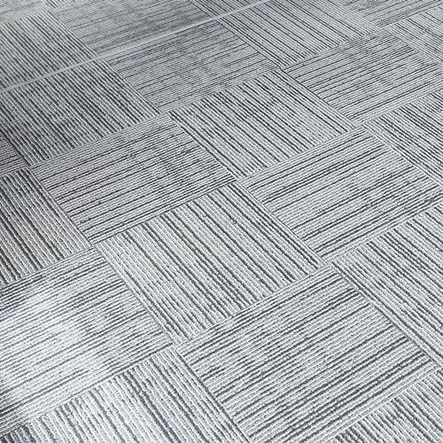 Carpet Imitation Style Self Adhesive Floor Tiles - 40 Pack for 40 sqf (3.72 sqm) | 12x12In (30.5 x 30.5cm) Peel and Stick Flooring | Durable & Easy Clean | Grey Faux Carpet Effect