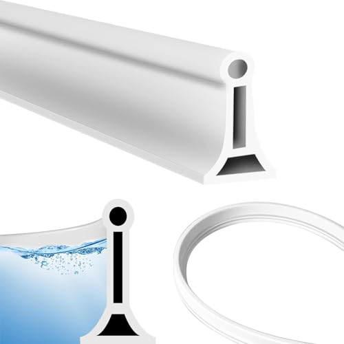Barrera de Ducha 2 M Barrera de Agua para Ducha Perfil de Silicona para Ducha Blanco Borde para Plato de Ducha Flexible Perfil Silicona Ducha Autoadhesiva para Separación Húmeda y Seca
