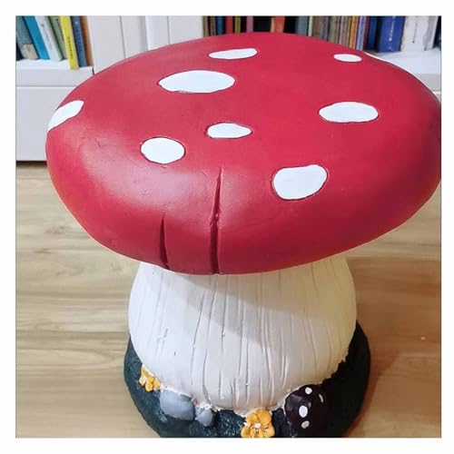 WENNEWU Niedlicher Pilz Hocker, Tisch Hocker FüR Zu Hause, Garten Simulation GroßEr Holzstuhl Im Freien, Rasen-Kunst-Skulptur-Dekoration, FüR Gartendekoration, Hofpark,Rot