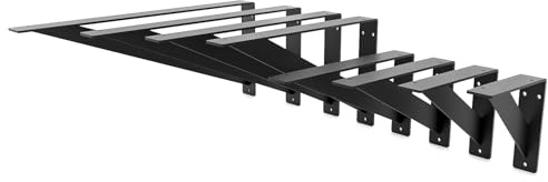 HEVVA 2er-Set Schwerlast-Regalwinkel - ELBE - Massiv (20 cm, Schwarz) | Schwerlast-Regalträger, Schwerlast-Konsole, Schwerlastwinkel, Metall-Regalwinkel, Wandkonsole, Wandregal-Halterung