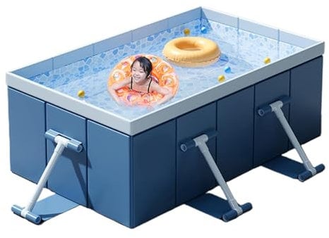 Genikeer Piscina Portatile Adulti | Piscina Pieghevole Rettangolare | Piscine Da Giardino Fuori Terra | Piscina Da Cortile Facile Da Installare - Non Gonfiabile Per Bambini E Adulti