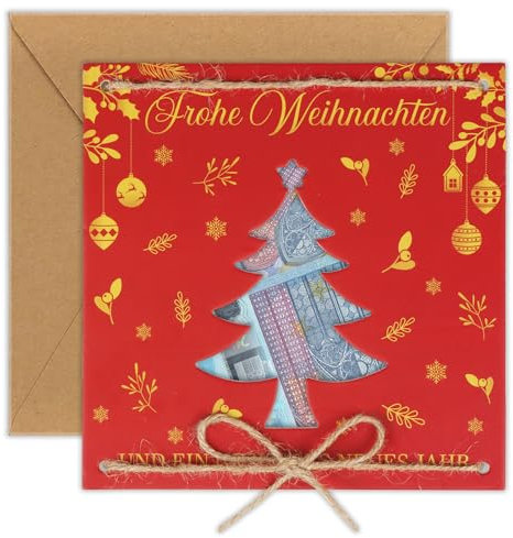 WenmthG Geldgeschenk Weihnachten - Weihnachts Geschenk - Geschenkideen Weihnachten Geschenk für Männer Frauen Familie - Geldverpackung Weihnachten (Rot)