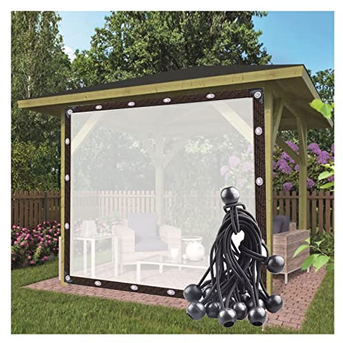 Tenda da esterno impermeabile per pergola, portico, gazebo con pannelli laterali in PVC trasparente e palline elastiche, dimensioni personalizzabili (1 x 1 m)