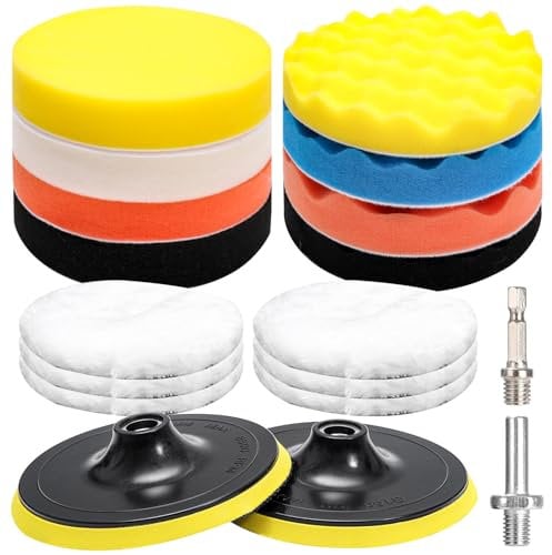 150 mm spugne per lucidatura, set da 18 pezzi, tamponi per lucidatura, lucidatura, trapano per lucidatura, levigatura, cera