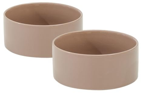 Havniva Ceramic 5.1inch Set of 2 Dog and Cat Bowls, 2pcs Anti-Slip Food and Water Feeder Dishes for Puppies, Kitties, Cats(2 Bowls, Brown Coffee)