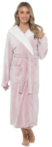 Ladies Shimmer Fleece Sherpa Hood Robe LN1240 Rose/Pink 8-10