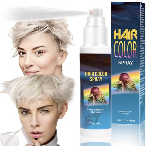 Spray de coloration temporaire pour cheveux - 30 ml - Blanc naturel - Coloration temporaire - Pour fête, cosplay, Halloween - Blanc