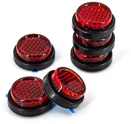 6 Pcs Number Plate Reflector Motorbike, Motorcycle Reflector, Red Reflectors - Self-Adhesive Round Reflectors with High Visibility Design, Universal Fit for Motorcycles/Bicycles/Trailers & Gates