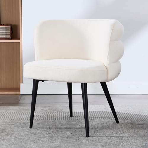 chairus Loungesessel Wohnzimmer Chenille Cocktailsessel Ohrensessel für Schlafzimmer Modern Sessel Wohnzimmer Polstersessel mit Metallbeine (Beige)