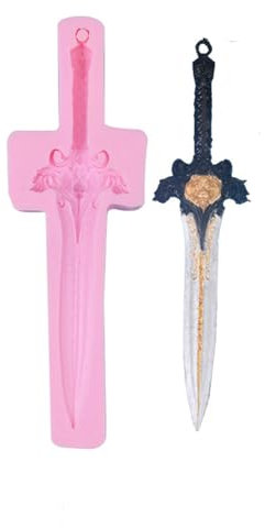 Haione Moule en silicone en forme d'épée pour décoration de gâteau au chocolat, outils de cuisson pour biscuits, glaçons, bougies, bonbons, savon