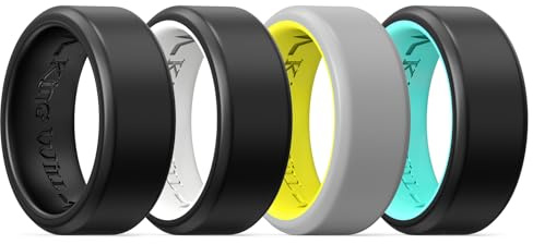 King Will Männer Silikon Eheringe, 8mm Komfort Fit mit einzigartigen inneren Rille Design, Gummi Verlobungsringe für das tägliche Tragen und Aktivitäten