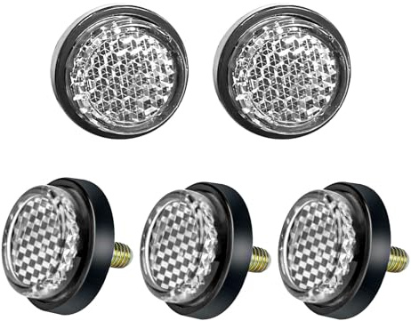 5 Stück Rückstrahler Rund, Reflektor Motorrad, Motorrad Reflektor, Mini Rund Katzenaugen Selbstklebend, Anhänger Rund Katzenauge Reflektoren Selbstklebend, für Torpfosten Zäune Wohnwagen (Weiß)
