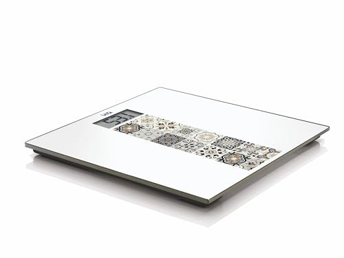 LAICA PS1082N Bilancia Pesapersone Mediterranean Breeze, Marrone | Display LCD, vetro temperato, design italiano ispirato alle maioliche, alimentazione a batterie, portata massima 180kg