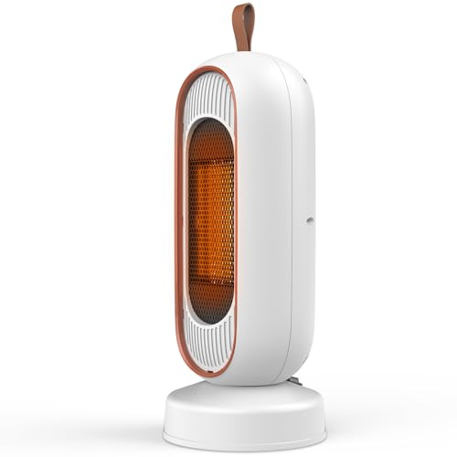 Calefactor Bajo Consumo 800W/1300W, Calefactor Eléctrico Cerámico PTC, Radiador Portátil Compacto, Protección Contra Sobrecalentamiento y Antivuelco, Compacto para Baño/Oficina/Habitación Blanco