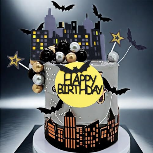 45 Stück Fledermaus-Themen-Party-Kuchen einfügen Dekorationen Kindergeburtstag Party-Kuchen-Dekorationen Geeignet für alle Arten von Geburtstagsparty Kuchen Dekorationen.