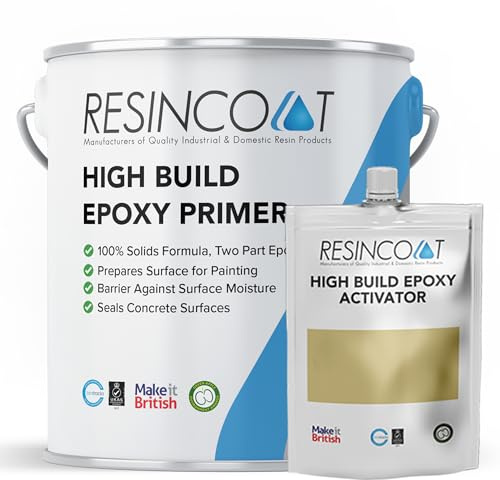 Resincoat High Build Epoxy Primer – 2-Part Priming Coat & Concrete Sealer for Epoxy Floor Systems – Improves Adhesion & Surface Strength – Seals Dusty Concrete – Made in UK - Dark Grey - 1kg