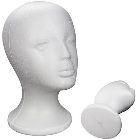 Yongmcxhhj Schaumstoff Perückenkopf Styroporkopf Für Perücken Langhaar Mannequin K-opf Styropor 51cm K-opfumfang Mannequin Kop-f Display Für Masken Hüte Dekoration Perücke Kopf