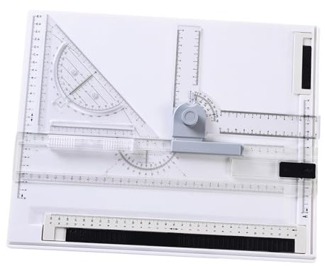 getuse Tragbares A4-Zeichenbrett mit einstellbarem, verschiebbarem Lineal, Winkelmesser und Zubehör für Designer und Ingenieure