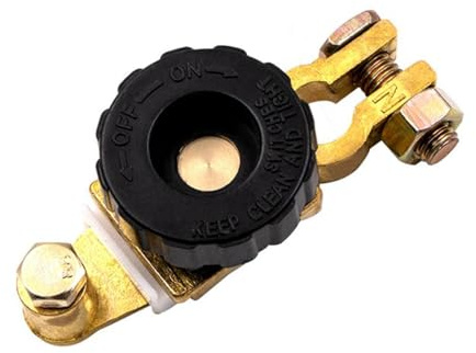 Top Post Battery Disconnect Switch with Anti-Corrosion Washers-12V/125A,Brass Quick Cut-Off-Fit for Cars,Trucks,Boats,RVs and Electrical Equipment (Black 10mm)