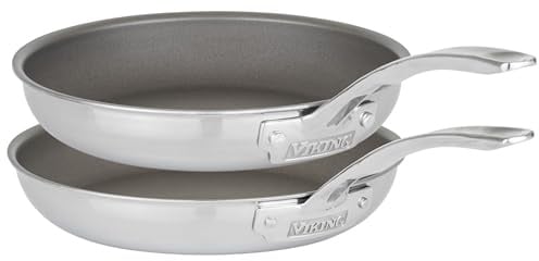 Viking PureGlide Pro 3-Ply Nonstick 2 Piece Frying Pan Set, 9.5 and 11 Inch Pans, Titanium Interior, Oven and Broiler Safe, Induction Ready