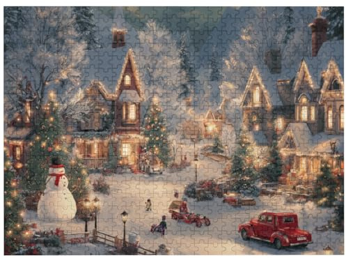 Puzzles 500 Pieces for Adults – Horizontal Jigsaw Puzzles for Adults 500 Piece, Challenging Puzzle Game for Women, Gifts for Men, Christmas Snow - scene