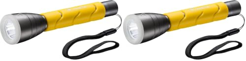 VARTA Taschenlampe LED inkl. 2x AA Batterien, Outdoor Sports F20, Leuchte, Lampe mit zwei Leuchtmodi, Taschenleuchte mit gummiertem Griff, sehr robust, gelb (Packung mit 2)