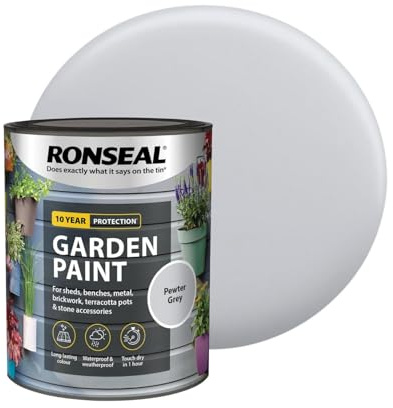 Milena Pewter Grey Garden Paint 250ml, Water Based Wooden Paints, Fast Drying Matt Finish, Long Lasting Fade Resistance Fence Paint, DIY Colour for Brick, Flower Pots (Pewter Grey, 250 M L)