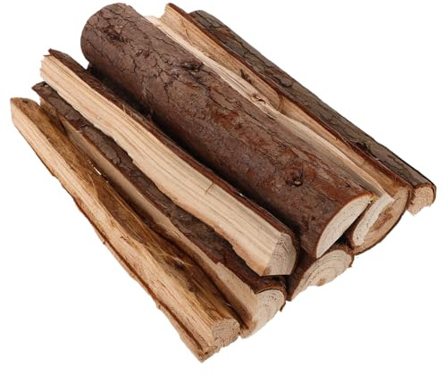 BESTonZON Troncos Madera Decoracion Chimenea de 8 Piezas para Interiores, Resistentes la Intemperie y Cortables, Ideales para Accesorios para Chimeneas de Interior y Decoración de Jardín