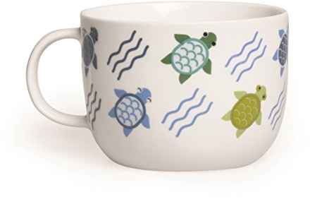 Excelsa Tazze Animals Tazza Jumbo Tartaruga 450 ml, Porcellana, Bianco/Multicolore, 1 unità (Confezione da 1)