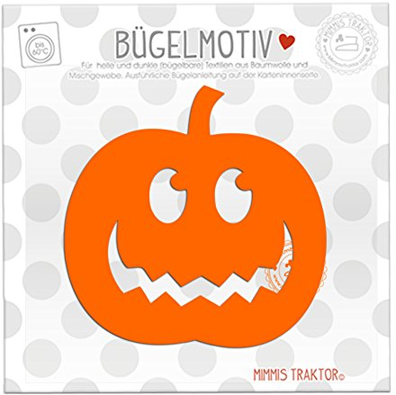 Bügelbild Kürbis 10 cm x 10 cm ORANGE Flockfolie Aufbügler Applikationen Bügelsticker für Stoffe Textilien Kinder zum Aufbügeln Flicken
