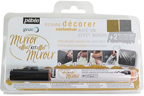 Pebeo Gedeo - Lot de feuilles d'or et argent effet miroir et marqueur de colle