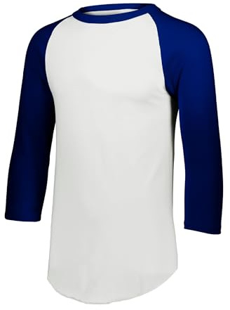 Augusta Sportswear Herren Baseballtrikot 2.0 3/4-Ärmel, weiß/Marineblau, Mittel