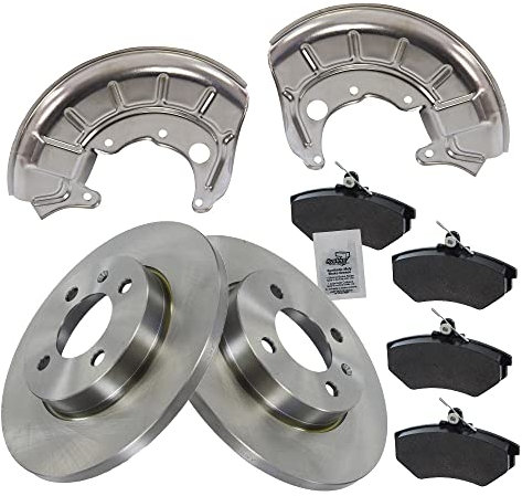 BESTPRICE Bremsenset Vorderachse inkl. Bremsscheiben Ø 256,6 mm Voll mit Deckblech Ankerblech + Bremsbeläge vorne, Kompatibel mit VW GOLF 3, GOLF 3 Cabrio (1E7, GOLF 3 Variant (1H5), VENTO (1H2)
