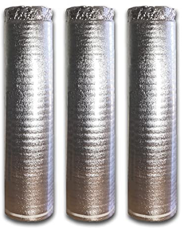 AMERIQUE Premium 3 mm dicke Bodenbelag Unterlage Polsterung mit Klebeband & Dampfsperre 3-in-1 Heavy Duty Foam (600SF insgesamt, 200SF/Rolle), 600 m², Silberchrom, 3 Stück