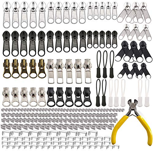 Meikeer 252-teiliges Reißverschluss-Reparatur-Set, Ersatz-Reißverschluss + Reißverschlussschieber + Installationswerkzeuge für Taschen, Zelte, Gepäck, Schlafsack, Jacke, Outdoor