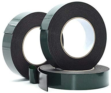 BE-TOOL Double Sided Foam Tape, 3PCS Waterproof Mounting Adhesive Tape Roll For Automotive Grade Number Plates Cars Trims, Black (1mm x 40mm x 10m)