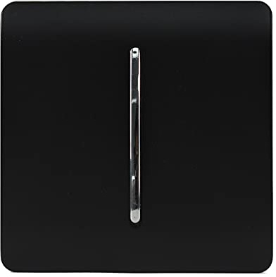 Trendi 1 Gang 3 Way Intermediate 240V Screwless Raised Front Plate Plastic Artistic Modern Glossy 10 Amp Chrome Rocker Single Electrical Wall Light Switch Matt Black - ART-SS9MBK