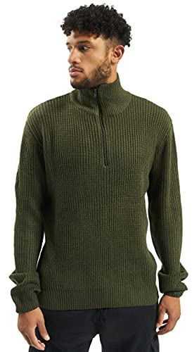 Brandit Bundeswehr Troyer NEU BW Pullover MIT REIßVERSCHLUSS Marine Strick Rolli Pulli, Größe:5XL, Farbe:Oliv