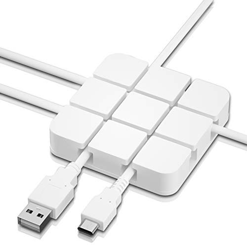 OLYGIVE Cable Clips, Rubber USB Cord Holder for Desk, Cable Management for Nightstand, White